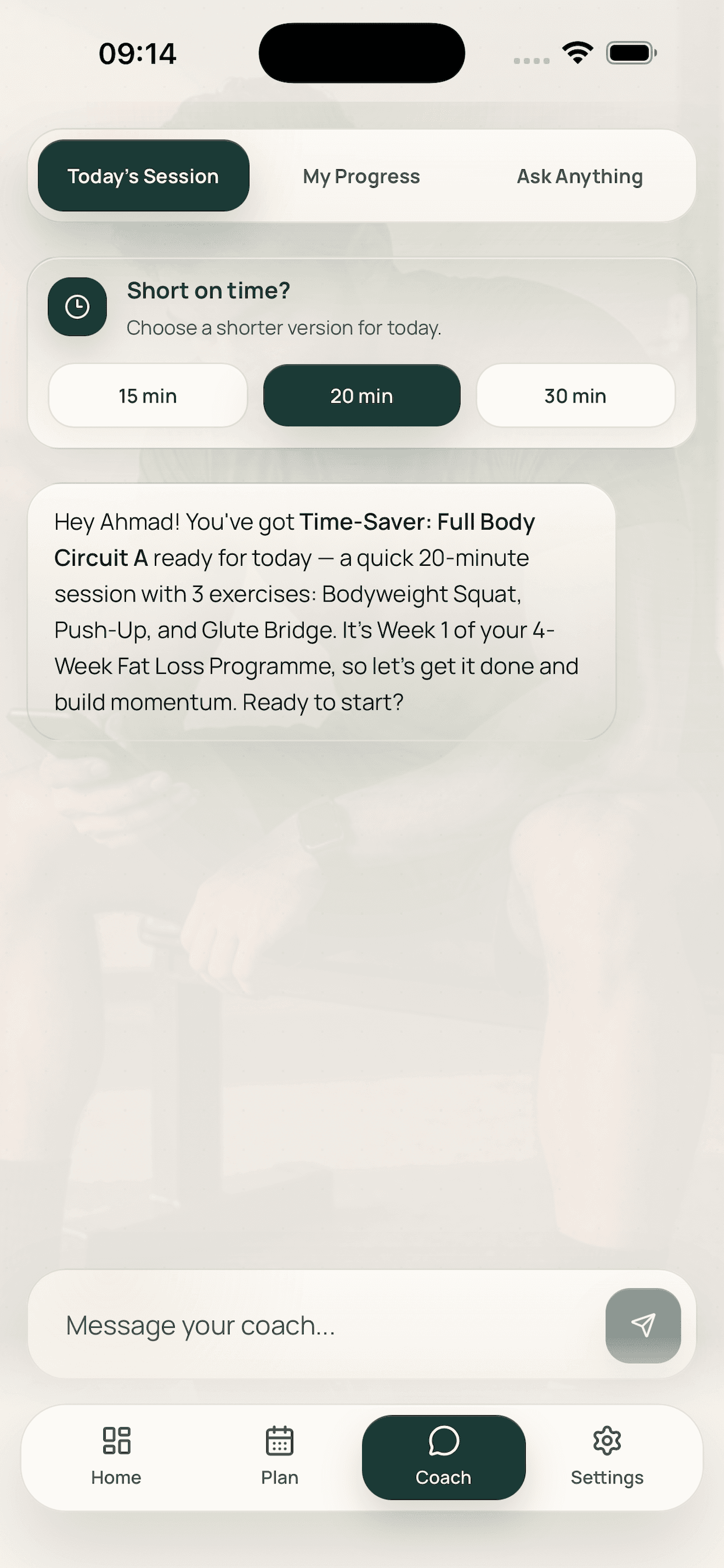 24/7 Fit AI coach chat screenshot
