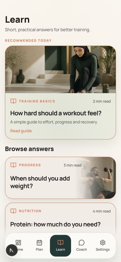 24/7 Fit Learn library with short training and nutrition articles