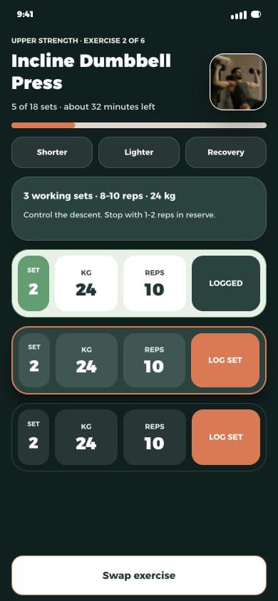 24/7 Fit guided workout with exercises, sets and repetitions